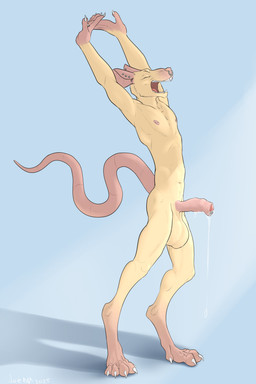 anthro balls big_balls bodily_fluids ear_piercing erection facial_piercing foreskin genital_fluids genital_piercing genitals humanoid_genitalia humanoid_penis leaking light male morning nose_piercing nose_ring nude open_mouth penis penis_piercing piercing precum prince_albert_piercing ring_piercing solo stretching sunlight yawn joerat mammal murid murine rat rodent 2:3 absurd_res hi_res