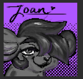 anthro bedroom_eyes black_hair black_lips border female female_anthro grey_border hair hair_over_eye heart_symbol lips looking_at_viewer narrowed_eyes purple_background seductive simple_background smile smiling_at_viewer solo text woolfe joan_(vvoolfe) mammal mouse murid murine rodent 2024 character_name digital_media_(artwork) headshot_portrait pixel_(artwork) portrait