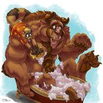 2_horns 4_fingers 4_toes 5_fingers anthro anthro_on_anthro arm_tuft bathing bathing_another bathtub beard biceps big_muscles biped black_nose blonde_hair blue_background blue_eyes body_hair border bottomless bottomless_anthro bottomless_male brown_body brown_claws brown_finger_claws brown_fur brown_horn brown_nose brown_pawpads brown_toe_claws carrying_another claws closed_smile clothed clothed_anthro clothed_male clothing duo elbow_tuft eyebrows facial_hair facial_markings feet finger_claws fingerpads fingers fur gloves_(marking) hair hairy happy_trail head_markings holding_object holding_sponge horn humanoid_hands in_bathtub larger_anthro larger_male looking_aside looking_at_another male male/male male_anthro markings mask_(marking) mouth_closed muscle_size_difference muscular muscular_anthro muscular_male nude nude_anthro nude_male on_shoulder open_mouth open_smile partially_submerged pattern_clothing pattern_shirt pattern_topwear pawpads paws pecs pink_inner_ear pink_tongue red_clothing red_shirt red_topwear ring_(marking) ringed_tail shirt simple_background sitting sitting_in_bathtub size_difference smaller_anthro smaller_male smile soap sponge striped_markings striped_tail stripes tail tail_markings teeth thick_eyebrows three-quarter_view toe_claws toes tongue tongue_out topwear tuft white_border white_eyebrows teaselbone beauty_and_the_beast disney beast_(disney) cooner_(cooner) mammal monster procyonid raccoon 1:1 2018 digital_media_(artwork) shaded signature