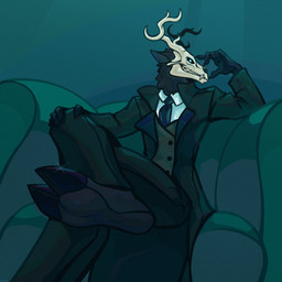 5_fingers anthro antlers armchair barefoot black_body black_fur black_hooves blue_body blue_eyes blue_fur bone calm chair claws clothing cloven_hooves comfy crossed_legs dominant elegant feet finger_claws fingers first_person_view foot_fetish foot_focus fur furniture glint glistening glistening_hooves glowing glowing_eyes hand_on_head hoof_fetish hooved_plantigrade hooved_toes hooves horn humanoid_hands longcoat looking_at_viewer looking_down low-angle_view magic_user male necktie plantigrade pose shirt side_eye side_eye_at_viewer sitting sitting_on_armchair skull skull_head soles solo suggestive suit suit_jacket topwear misckass american_mythology indigenous_north_american_mythology mythology north_american_mythology khadath_hjortsberg cervine cryptid deer mammal wendigo 1:1 absurd_res hi_res pinup story story_in_description