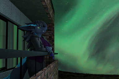 anthro arm_markings aurora_(phenomenon) black_body black_bottomwear black_clothing black_fur black_hair black_horn black_jacket black_pants black_sweatpants black_topwear blue_body blue_fur bottomwear brick_wall cheek_tuft clothed clothed_anthro clothed_female clothing cropped_jacket ear_markings eye_reflection facial_markings facial_tuft female fluffy fluffy_tail forehead_markings fur glistening glistening_eyes hair head_markings horn jacket leaning_on_railing long_hair looking_to_sky markings night no_sclera pants purple_clothing purple_jumper purple_sweater purple_topwear railing reflection sky snaggle_teeth snaggle_tooth solo star starry_sky sweater sweatpants tail tail_markings topwear tuft wall_(structure) window window_curtains window_reflection yellow_eyes yellow_markings k'braid nicoreda_(modeler) mythology sevan_(k'braid) dergodal dragon furred_dragon furred_drake furred_scalie mythological_creature mythological_scalie scalie 3:2 3d_(artwork) blender_(artwork) blender_cycles_(artwork) digital_media_(artwork) hi_res trans_(lore) trans_woman_(lore)