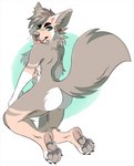 abstract_background anthro arm_tuft barbell_piercing big_tail black_eyebrows blep butt cheek_tuft chest_tuft ear_piercing elbow_tuft eyebrows facial_tuft female fluffy fluffy_tail foot_tuft fur gauged_ear glistening glistening_hair gloves_(marking) green_eyes grey_body grey_ears grey_fur grey_hair grey_inner_ear_fluff grey_piercing grey_tail hair industrial_piercing inner_ear_fluff kneeling leg_markings looking_back markings multicolored_body multicolored_fur neck_tuft nude orange_body orange_ears orange_fur piercing pink_tongue red_piercing short_hair simple_background socks_(marking) solo tail three-quarter_view tongue tongue_out tuft white_body white_ears white_fur princelykaden canid canine fox mammal