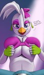 anthro beak big_breasts bra breast_squish breasts bulge clothing crotch_shot duo female first_person_view huge_breasts imminent_titfuck looking_at_viewer machine male male_pov simple_background smile squish text underwear creatiffy five_nights_at_freddy's five_nights_at_freddy's:_security_breach scottgames steel_wool_studios glamrock_chica animatronic avian bird chicken galliform gallus_(genus) human mammal phasianid robot 2022 digital_media_(artwork) english_text hi_res