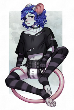 4_toes 5_fingers abdl abstract_background alternative_fashion animal_feet anthro arm_on_leg arm_warmers armwear belly bent_legs black_arm_warmers black_armwear black_clothing black_crop_top black_diaper black_eyebrows black_eyeliner black_leg_warmers black_legwear black_makeup black_nail_polish black_nails black_nose black_shirt black_topwear blue_eyes blue_hair border cat_smile claws clean_diaper closed_smile clothed clothing coiled_tail colored_nails confident confident_anthro confident_expression confident_nonbinary coy crop_top curly_hair diaper diaper_fetish emo eyebrows eyelashes eyeliner feet femboy fingers fur furless_tail glistening glistening_belly glistening_body glistening_ears glistening_eyes glistening_feet glistening_hair glistening_inner_ear glistening_legs glistening_nose glistening_tail glistening_thighs glistening_toes goth grey_arm_warmers grey_armwear grey_background grey_clothing grey_leg_warmers grey_legwear hair hindpaw humanoid_hands leg_warmers legwear long_tail looking_at_viewer makeup messy_hair midriff mouse_ears mouse_tail mouth_closed multicolored_arm_warmers multicolored_armwear multicolored_clothing multicolored_diaper multicolored_ears multicolored_leg_warmers multicolored_legwear nails navel pantsless pantsless_anthro pantsless_nonbinary pattern_arm_warmers pattern_armwear pattern_clothing pattern_leg_warmers pattern_legwear paws pink_inner_ear pink_tail raised_leg rodent_ears rodent_tail shirt shoulder_length_hair simple_background sitting smile smirk soles solo striped_arm_warmers striped_armwear striped_clothing striped_leg_warmers striped_legwear stripes tail tail_on_leg toe_claws toes topwear torn_clothing torn_shirt torn_topwear watercolor_background wavy_hair wearing_diaper white_background white_border white_diaper diafu hal_cotta mammal mouse murid murine rodent absurd_res colored digital_drawing_(artwork) digital_media_(artwork) hi_res portrait nonbinary_(lore)