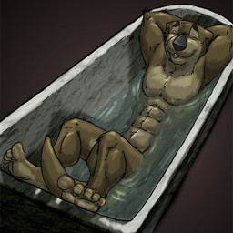 anthro bath male nude partially_submerged solo water doug k-9 circles_(comic) douglas_pope mammal mustelid otter 1:1