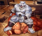 annoyed anthro balls biceps big_muscles duo feet foot_on_balls foot_on_face forced genital_piercing genitals happy high-angle_view humanoid_genitalia humanoid_penis lying male masturbation musclegut muscular nipple_piercing nipple_ring nipples on_side pecs penis penis_piercing piercing prince_albert_piercing red_body red_eyes ring_piercing scar sitting sitting_on_another stepped_on stepping_on_balls tattoo tavern tongue tongue_out trampling episode0006 mythology griffin_(awpdragon) bear dragon mammal mythological_creature mythological_scalie polar_bear scalie ursine hi_res