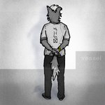 anthro fur grey_body grey_fur hair looking_away male solo tape tattoo white_hair chazthewolf twenty_one_pilots vessel_(album) chaz_(chazthewolf) canid canine canis mammal wolf 1:1 album_cover cover redraw