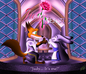 anthro balcony black_nose duo female flower fur grey_body grey_fur love magic male plant romantic romantic_ambiance rose_(flower) smile spell thebiggeewhizz beauty_and_the_beast disney zootopia judy_hopps nick_wilde canid canine fox lagomorph leporid mammal rabbit red_fox true_fox 2019 absurd_res crossover digital_media_(artwork) hi_res