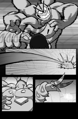 4_arms anthro biped blood bodily_fluids detailed_background group head_wound larger_humanoid male multi_arm multi_limb muscular muscular_anthro muscular_humanoid muscular_male quadruped size_difference smaller_humanoid smaller_male trio cuchuflin nintendo pokemon andre_(cuchuflin) generation_1_pokemon generation_5_pokemon humanoid machamp pokemon_(species) scolipede 2025 absurd_res comic digital_drawing_(artwork) digital_media_(artwork) greyscale hi_res monochrome