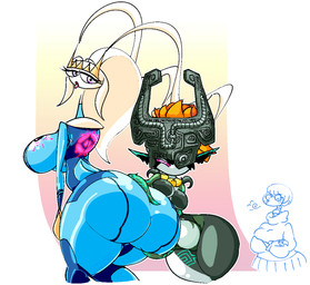 antennae_(anatomy) anthro anthrofied armor bent_over big_breasts big_butt biped breasts butt butt_focus clothed clothing cosplay crossover_cosplay curvy_figure duo_focus eyelashes female fused_shadow group hair hand_on_another's_butt hand_on_butt headgear helmet holding_butt hourglass_figure huge_butt humanoid_pointy_ears looking_at_viewer looking_back looking_back_at_viewer markings narrowed_eyes open_mouth pear-shaped_figure pink_eyes pink_sclera plant pointy_ears pokemorph ponytail presenting presenting_hindquarters rear_view seductive simple_background size_difference skinsuit small_waist standing thick_thighs tight_clothing tongue tongue_out trio white_body white_hair wide_hips zero_suit blahblah866 metroid nintendo pokemon the_legend_of_zelda twilight_princess alli_(blahblah866) coco_(blahblah866) fan_character midna phera_(blahblah866) samus_aran arthropod elemental_creature elemental_humanoid espathra flora_fauna generation_7_pokemon generation_8_pokemon generation_9_pokemon hisuian_form hisuian_lilligant humanoid pheromosa plant_humanoid pokemon_(species) regional_form_(pokemon) ultra_beast 2023 colored crossover digital_media_(artwork) signature