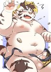 anthro balls belly big_belly bodily_fluids bulge clothing cute_fangs fangs flaccid foreskin fur genitals horn humanoid_genitalia humanoid_hands humanoid_penis jockstrap kemono male moobs navel nipples overweight overweight_anthro overweight_male partially_retracted_foreskin penis solo tears teeth underwear white_body white_fur ptcmtr lifewonders setsubun tokyo_afterschool_summoners licho_(tas) felid mammal pantherine tiger 2021 absurd_res hi_res