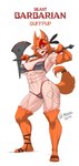 abs armor axe big_breasts bikini bikini_armor blood blood_on_face blood_on_hand blood_on_weapon blue_eyes bodily_fluids breasts chainmail chainmail_bikini clothing feather_hair_ornament feathers female fur hair highlights_(coloring) muscular muscular_female muscular_humanoid nipples orange_body orange_fur orange_hair pubes red_highlights solo swimwear tail text two-piece_swimsuit unconvincing_armor weapon myth1carts mythology vchiban vtuber buffpup animal_humanoid canid canid_humanoid canine canine_humanoid humanoid mammal mammal_humanoid mythological_canine mythological_creature were werecanid werecanine werewolf hi_res