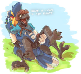 3_toes anal anal_orgasm anal_penetration anthro anthro_on_anthro balls beak belly_grab bent_spoon_position black_balls black_beak black_body black_feathers blue_balls blue_body blue_clothing blue_feathers blue_shirt blue_topwear bodily_fluids bottomless braided_hair brown_hair canon_x_oc clothed clothing cum cum_while_penetrated cumshot duo ejaculation erection eyes_closed eyewear feathers feet from_behind_position genital_fluids genitals glans glasses hair hands-free humanoid_genitalia humanoid_penis leg_grab male male/male male_penetrated male_penetrating male_penetrating_male open_mouth orgasm outside penetration penis sex shirt sky spread_legs spreading straddling tail tail_feathers teeth text toes tongue topwear yellow_beak shuffahschlong breath_of_the_wild nintendo the_legend_of_zelda corvus_(corvuscantum) revali avian bird corvid corvus_(genus) crow oscine passerine rito 2018 english_text