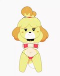 4:5 animal_crossing animated anthro bedroom_eyes big_breasts bikini blush breast_jiggle breasts butt canid canine canis chibi clothed clothing collar domestic_dog eye_patch_bikini female glistening glistening_body hands_behind_head hi_res isabelle_(animal_crossing) jiggling looking_at_viewer mammal micro_bikini narrowed_eyes navel nintendo pinkanimations raised_arms seductive shaking_butt short_playtime short_stack solo somescrub squish swaying swimwear third-party_edit under_boob wide_hips