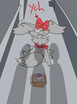 after_transformation alley ambiguous_form ambiguous_gender anthro bound bow_ribbon box building chest_tuft container eyelashes female fur group inner_ear_fluff open_mouth pokeball scared shadow storm_drain text tuft matachu nintendo pokemon ych_(character) ambiguous_species braixen canid canine generation_6_pokemon mammal pokemon_(species) english_text hi_res monochrome