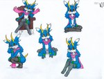 4_toes 5_fingers anthro blue_body blue_fur blush blush_lines clothing crossed_legs feet fingers fur furniture hair hooved_fingers hooves horn horn-shaped_tail legband legwear looking_at_viewer looking_up male multicolored_body multicolored_fur multicolored_hair on_sofa pink_scarf ribbons scarf seat short_tail sitting sitting_on_ground sitting_on_sofa sofa solo tail thigh_highs thighband toes two_tone_hair white_body white_fur wristband yellow_sclera anonymous_artist wolt bovid bovine caprine goat mammal zap_goat hi_res