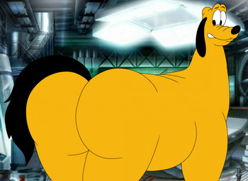belly big_belly big_butt black_ears black_nose black_tail butt butt_focus inside looking_back male rear_view screencap screencap_background solo standing tail yellow_body wolfox90210 disney pluto_(disney) canid canine equid equine horse hybrid mammal 2025 digital_drawing_(artwork) digital_media_(artwork) hi_res