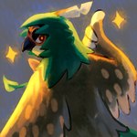 ambiguous_gender beak biped gesture hand_gesture looking_back solo sparkles standing thumbs_up white_sclera wings flavia-elric nintendo pokemon avian bird decidueye generation_7_pokemon pokemon_(species) 1:1 2016 digital_media_(artwork) hi_res