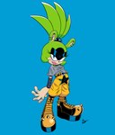 anthro blep blue_background boots clothing ear_piercing female footwear fur green_body green_fur laced_boots piercing platform_boots platform_footwear shoes simple_background solo tongue tongue_out cubiccitrus idw_publishing sega sonic_the_hedgehog_(comics) sonic_the_hedgehog_(idw) sonic_the_hedgehog_(series) surge_the_tenrec afrosoricid mammal tenrec 2022 hi_res