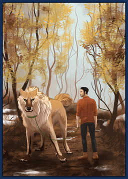 ambiguous_gender border clothed clothing day detailed_background duo feral forest male outside plant transparent_border tree oneminutesketch canid canine canis domestic_dog human mammal 2015 alpha_channel digital_media_(artwork)