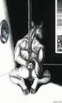 animal_genitalia anthro ball_rope balls bdsm biped blush bondage bound butt classical fur genital_rope genitals hair landscape male mirror nude rope rope_around_balls solo arkomeda equid equine horse mammal 2018 black_and_white gouache_(artwork) hi_res monochrome painting_(artwork) traditional_media_(artwork) traditional_painting_(artwork)