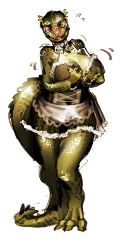 anthro big_breasts blush breasts female green_body green_scales nipples non-mammal_breasts non-mammal_nipples scales simple_background solo standing tail thick_thighs white_background wide_hips yellow_eyes millionsbliss microsoft the_elder_scrolls the_lusty_argonian_maid lifts-her-tail argonian scalie hi_res