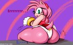 amy_rose anthro big_butt bracelet butt canid canine clothing dialogue dress eulipotyphlan female fox generalgodzilla gloves green_eyes group handwear hedgehog hi_res huge_butt inside_clothing inside_underwear jewelry macro male male/female mammal micro miles_prower panties pink_body sega sitting sonic_the_hedgehog sonic_the_hedgehog_(series) tail text trapped_in_butt trio underwear