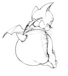 anthro bent_over bent_over_with_legs_held_straight breath clean_diaper clothed clothing diaper diaper_fetish eyelashes female solo tail wearing_diaper wings sophiepoof sega sonic_the_hedgehog_(series) rouge_the_bat bat mammal hi_res monochrome