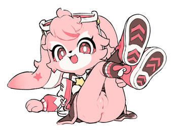 anthro anus bottomless bottomwear butt clothed clothing eyewear female footwear genitals glasses legs_up looking_at_viewer lying no_underwear nude on_back open_mouth pink_body presenting shoes simple_background skirt smile solo upskirt vulva white_background young young_anthro young_female gaturo petit_planet elsasani_(petit_planet) lagomorph leporid mammal rabbit 2025 colored hi_res sketch