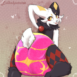 abdl anthro clothed clothing diaper diaper_fetish female male solo wearing_diaper lilbabpotatoo palworld pocketpair dupin_(pal) humanoid absurd_res hi_res