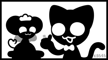 :3 bow_ribbon bow_tie clothing digit_ring dress duo female gesture interspecies jewelry male male/female predator/prey ring simple_background smile style_emulation tail tail_gesture tail_heart wedding_dress wedding_ring wedding_veil kb545 mewgenics domestic_cat felid feline felis mammal murid murine rodent 16:9 greyscale monochrome widescreen