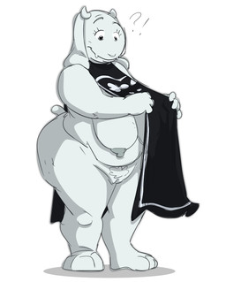 4_fingers anthro big_breasts big_butt black_clothing breasts butt closed_smile clothed clothing exposed_breasts eyebrows eyelashes fangs feet female fingers genitals glistening glistening_eyes horn interrobang looking_down mature_anthro mature_female mouth_closed overweight overweight_anthro overweight_female partially_clothed pubes sagging_breasts shadow simple_background small_tail smile solo tail teeth thick_thighs vulva white_background white_body jodero undertale undertale_(series) toriel boss_monster_(undertale) bovid caprine goat mammal colored_sketch hi_res shaded sketch