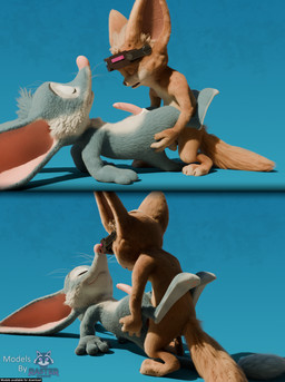 3_toes 4_fingers anal anal_penetration anthro balls big_ears black_nose blue_background blue_body blue_fur countershading duo eyes_closed feet fingers fur genitals hand_on_butt lying male male/male multiple_angles nude penetration penis pink_nose pink_penis rear_view side_view simple_background standing tan_body tan_fur text toes visor whiskers rasterraccoon bilby_(dreamworks) dreamworks larrikins mobile_legends chip_(mlbb) perry_(bilby) bandicoot bilby canid canine fennec_fox fox mammal marsupial true_fox 3d_(artwork) absurd_res blender_(artwork) blender_cycles_(artwork) crossover digital_media_(artwork) english_text hi_res watermark