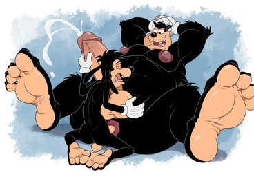 4_toes age_difference anal anal_orgasm anal_penetration anthro anus anvil_position balls belly big_belly big_feet big_nipples big_penis black_body black_fur black_nose blue_background bodily_fluids border butt clothing cum cumshot duo ejaculation eyes_closed fat_grab feet from_front_position fur genital_fluids genitals gloves gloves_only hands-free hands_behind_head handwear handwear_only head_tuft huge_feet huge_penis humanoid_feet humanoid_genitalia humanoid_penis kneeling legs_up long_ears looking_pleasured male male/male male_penetrated male_penetrating male_penetrating_male mature_male mostly_nude muscular muscular_arms naughty_face nipples older_penetrated open_mouth orgasm overweight overweight_male penetration penile penile_penetration penis penis_grab penis_in_ass plantigrade purple_anus purple_nipples reclining sex simple_background size_difference small_top_big_bottom soles spread_legs spreading tan_body tan_face tan_penis tan_skin tan_soles toes tuft white_border white_clothing white_gloves white_handwear anti_dev disney goof_troop max_goof peter_pete_sr. canid canine canis domestic_cat domestic_dog felid feline felis mammal colored digital_drawing_(artwork) digital_media_(artwork) hi_res