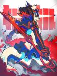 alternate_species anthro bow_(weapon) breasts clothed clothing female furrification looking_back nipple_outline ranged_weapon scissor_blade_(kill_la_kill) skimpy solo standing weapon grungecandy kill_la_kill studio_trigger ryuko_matoi canid canine kamui_(kill_la_kill) mammal 3:4