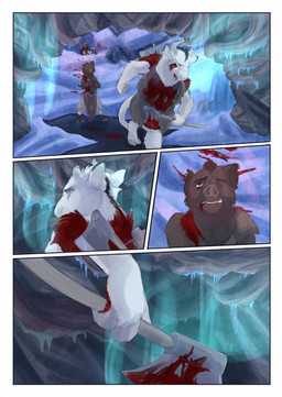 anthro axe biped blood bodily_fluids broken_horn brown_body brown_fur eye_wound eyes_closed female fingers fur group hooved_fingers hooves horn male scar tail white_body white_fur white_tail wounded bjekkergauken herja_(bjekkergauken) hillevi shirin_(bjekkergauken) the_weapon_thief unni_(bjekkergauken) arctic_fox aurochs bear bovid bovine brown_bear canid canine fox gulonine mammal marten mustelid musteline pine_marten recently_extinct_species suid suine sus_(pig) true_fox ursine wild_boar 2025 colored comic hi_res