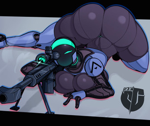 aiming aiming_weapon ass_up big_breasts big_butt breasts butt female gun huge_butt machine mouthless nude ranged_weapon rifle screen screen_face sniper_rifle solo thick_thighs weapon igxxiii gt-23_(igxxiii) humanoid robot robot_humanoid hi_res letterbox