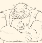 anthro duo eyes_closed hug humanoid_hands kemono male musclegut muscular one_eye_closed overweight overweight_male wink pochizizi canid canine mammal suid suine sus_(pig) wild_boar 2021 hi_res sketch