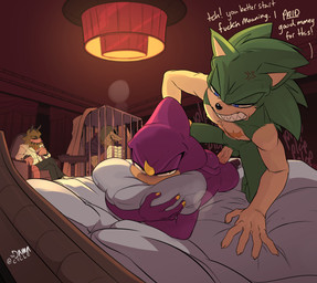 anal anal_penetration anthro anthro_on_anthro anthro_penetrated anthro_penetrating anthro_penetrating_anthro bed caged clothed clothing colored_nails cuckold dominant dominant_anthro dominant_male duo_focus erection fingernails from_behind_position fur furniture genitals green_body green_fur green_scales group holding_object holding_pillow interspecies male male/male male_penetrated male_penetrating male_penetrating_male nails nipples nude nude_anthro nude_male on_bed penetration penile penile_penetration penis penis_in_ass pillow prone_bone_position prostitution purple_body purple_scales questionable_consent scales scar sex speed_bump_position submissive submissive_anthro submissive_male tan_body tan_fur tan_penis tan_scales vein veiny_penis voyeur yellow_fingernails yellow_nails toodamncycle archie_comics idw_publishing sega sonic_the_hedgehog_(archie) sonic_the_hedgehog_(comics) sonic_the_hedgehog_(idw) sonic_the_hedgehog_(series) clutch_the_opossum espio_the_chameleon scourge_the_hedgehog vector_the_crocodile american_opossum chameleon crocodile crocodilian eulipotyphlan hedgehog lizard mammal marsupial reptile scalie 2025 absurd_res character_request hi_res