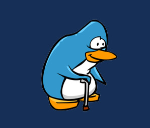 ambiguous_gender anthro blue_body cane elderly solo toony screen_hog club_penguin 18_and_over_penguin avian bird penguin 2005 hi_res official_art