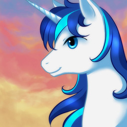 bangs blue_eyes blue_hair blue_mane closed_smile cloud day eyelashes femboy feral fur glistening glistening_eyes hair horn light long_hair long_horn long_mane looking_forward male mane monotone_body monotone_face monotone_fur monotone_horn mouth_closed multicolored_hair multicolored_mane outside pointy_ears prick_ears pupils shadow side_view sky smile snout solo sunlight sunset thick_neck two_tone_hair two_tone_mane unicorn_horn wavy_hair wavy_mane white_body white_ears white_face white_fur white_horn unknown_artist friendship_is_magic hasbro my_little_pony mythology shining_armor_(mlp) equid equine mammal mythological_creature mythological_equine unicorn 1:1 bust_portrait icon portrait