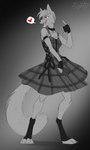 anthro call_me clothed clothing collar costume dating dress fangs female fluffy gloves handwear happy heart_symbol open_mouth paws reward smile solo teeth sunny_way patreon canid canine fox mammal digital_drawing_(artwork) digital_media_(artwork) hi_res