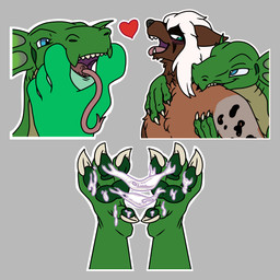 2long anthro bite bodily_fluids cum feet foot_fetish foot_lick genital_fluids licking male male/male membrane_(anatomy) neck_bite pawpads paws sticker toes tongue twolong webbed_feet hyperchibiabsol shassy hyena mammal 1:1