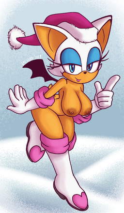 anthro areola armwear bat_wings big_breasts black_nose black_wings blue_eyes blue_eyeshadow boots breasts brown_areola brown_nipples christmas_clothing christmas_headwear clothing elbow_gloves eyelashes eyeshadow female footwear front_view fur gloves handwear hat headgear headwear holidays knee_boots knee_highs legwear lipstick looking_at_viewer makeup membrane_(anatomy) membranous_wings nipples nude orange_body orange_fur pink_clothing pink_hat pink_headwear pink_lipstick santa_hat shoes smile solo thick_thighs white_body white_boots white_clothing white_footwear white_fur white_gloves white_handwear wide_hips wings mexicanjoe christmas sega sonic_the_hedgehog_(series) rouge_the_bat bat mammal absurd_res hi_res