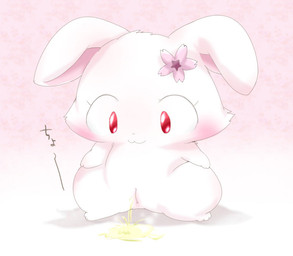 accessory bodily_fluids chibi female flower flower_accessory flower_hair_accessory genital_fluids genitals hair_accessory peeing plant red_eyes solo urine urine_on_ground urine_pool urine_stream vulva watersports suvaru jewelpet sanrio sega sega_fave ruby_(jewelpet) hare japanese_hare lagomorph leporid mammal