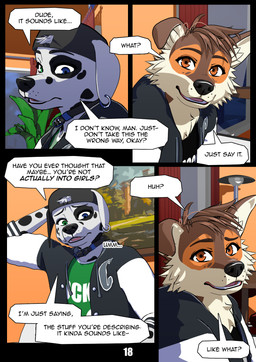 anthro borderless_panel brown_eyes clothed clothed_anthro clothed_male clothing college_clothing college_dorm college_jacket college_logo college_student dialogue duo ear_piercing fully_clothed fully_clothed_anthro fully_clothed_male fur hat headgear headwear heterochromia hoodie male markings open_mouth page_number piercing sitting speech_bubble spots spotted_body spotted_fur text topwear ariesartist lucas_(ariesartist) matthew_(ariesartist) border_collie canid canine canis collie dalmatian domestic_dog herding_dog mammal pastoral_dog sheepdog 3d_(artwork) absurd_res blender_(artwork) comic digital_media_(artwork) english_text hi_res