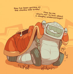 belly big_belly car dialogue door eyewear feral glasses grey_belly machine male orange_background orange_body overweight simple_background solo talking_feral text tire vehicle seymourcox quincy_(seymourcox) dire_car dire_machine dire_vehicle living_car living_machine living_vehicle english_text hi_res