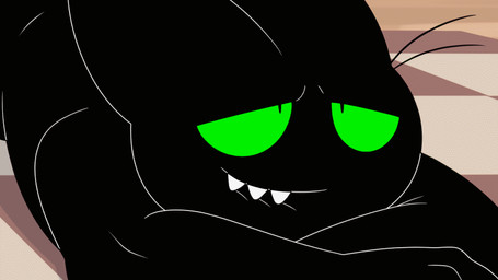 anthro bite biting_lip biting_own_lip fangs green_eyes looking_pleasured lying male naughty_face offscreen_character offscreen_sex self_bite sex solo teeth rodricoro cartoon_network mao_mao:_heroes_of_pure_heart sheriff_mao_mao_mao domestic_cat felid feline felis mammal 2d_animation animated motion_tweening