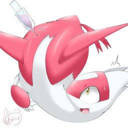 bodily_fluids claws female feral open_mouth simple_background solo sweat syringe text white_background yellow_eyes aokabike nintendo pokemon generation_3_pokemon latias legendary_pokemon pokemon_(species) scalie 1:1 hi_res source_request