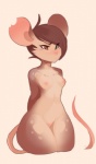 anthro breasts digital_media_(artwork) female hair hands_behind_back heterochromia kanel mammal mouse murid murine nipples notched_ear nude portrait rodent short_hair small_breasts solo thick_thighs three-quarter_portrait wide_hips